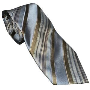 SILK KENNETH COLE REACTION TIE MENS BLUE STRIPED DIAGONAL CLASSIC HAND MADE USED